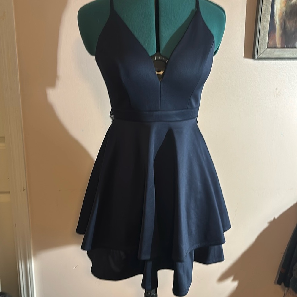 Navy blue satin and lace cutie